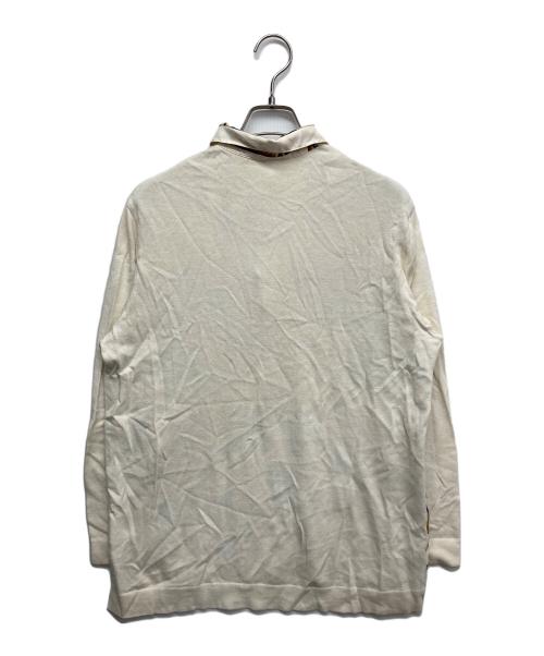 HERMES（エルメス）HERMES (エルメス) 異素材切替シャツブラウス ホワイト サイズ:Mの古着・服飾アイテム