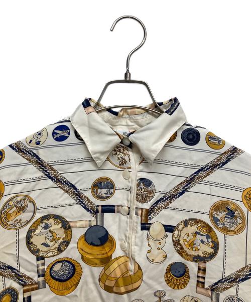 HERMES（エルメス）HERMES (エルメス) 異素材切替シャツブラウス ホワイト サイズ:Mの古着・服飾アイテム