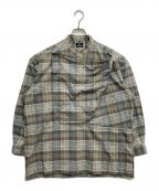 ISSEY MIYAKE the shirtsイッセイミヤケザシャツ）の古着「フロントラップチェックシャツ」｜グレー
