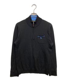 BURBERRY BLACK LABEL（バーバリーブラックレーベル）の古着「ハーフジップニット」｜ブラック