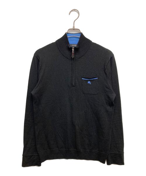BURBERRY BLACK LABEL（バーバリーブラックレーベル）BURBERRY BLACK LABEL (バーバリーブラックレーベル) ハーフジップニット ブラック サイズ:2の古着・服飾アイテム