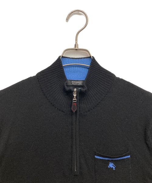 BURBERRY BLACK LABEL（バーバリーブラックレーベル）BURBERRY BLACK LABEL (バーバリーブラックレーベル) ハーフジップニット ブラック サイズ:2の古着・服飾アイテム