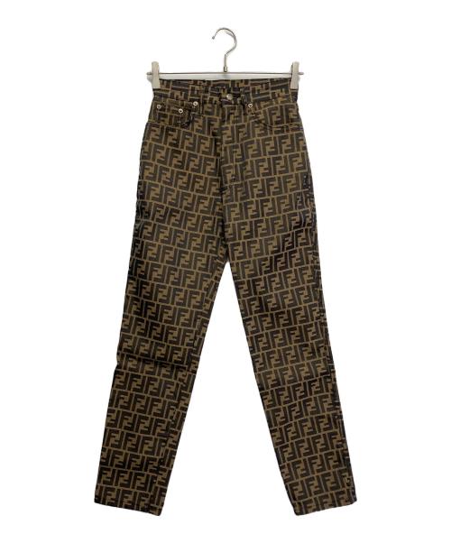 FENDI（フェンディ）FENDI (フェンディ) ズッカ柄テーパードパンツ ブラウン サイズ:27の古着・服飾アイテム