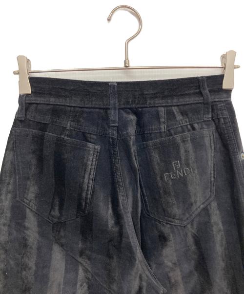 FENDI（フェンディ）FENDI (フェンディ) ベロアストライプパンツ ブラック サイズ:27の古着・服飾アイテム