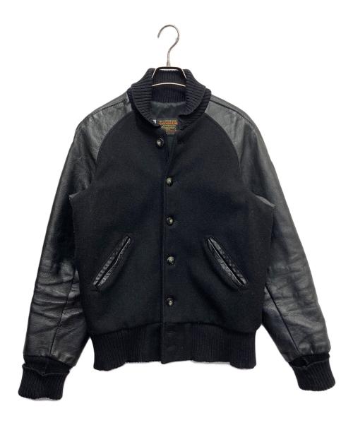 skookum（スクーカム）skookum (スクーカム) 切替レザースタジャン ブラック サイズ:34の古着・服飾アイテム