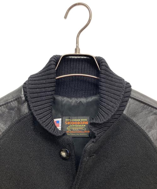 skookum（スクーカム）skookum (スクーカム) 切替レザースタジャン ブラック サイズ:34の古着・服飾アイテム