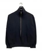 YOKEヨーク）の古着「3/4 FRONT ZIP HIGHNECK RIB SWEATER」｜ブラック