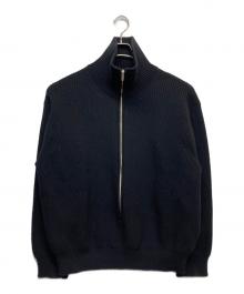 YOKE（ヨーク）の古着「3/4 FRONT ZIP HIGHNECK RIB SWEATER」｜ブラック
