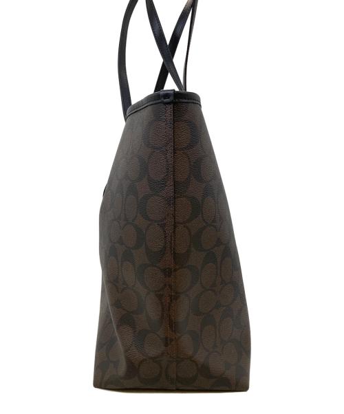 COACH（コーチ）COACH (コーチ) シグネチャートートバッグ ブラック×ブラウンの古着・服飾アイテム