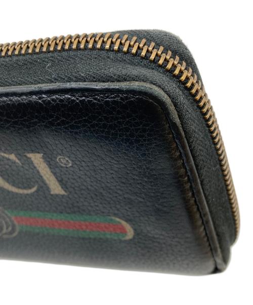 GUCCI（グッチ）GUCCI (グッチ) GG ロゴラウンドファスナー長財布 ブラックの古着・服飾アイテム