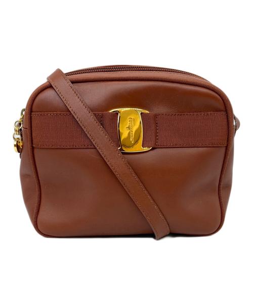 Salvatore Ferragamo（サルヴァトーレ フェラガモ）Salvatore Ferragamo (サルヴァトーレ フェラガモ) ヴァラレザーショルダーバッグ ブラウンの古着・服飾アイテム