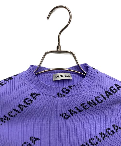 BALENCIAGA（バレンシアガ）BALENCIAGA (バレンシアガ) All Over Logo Crewneck Sweater パープル サイズ:XSの古着・服飾アイテム