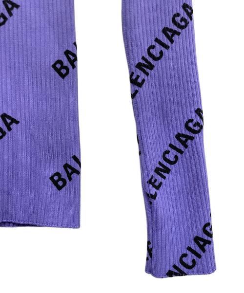 BALENCIAGA（バレンシアガ）BALENCIAGA (バレンシアガ) All Over Logo Crewneck Sweater パープル サイズ:XSの古着・服飾アイテム