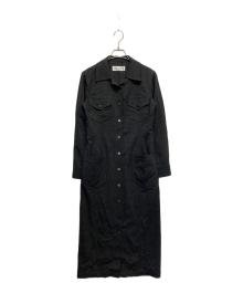 Yves Saint Laurent（イヴサンローラン）の古着「ウールブレンド2ポケットシャツワンピース」｜チャコールグレー