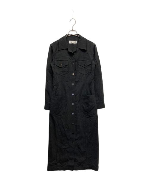 Yves Saint Laurent（イヴサンローラン）Yves Saint Laurent (イヴサンローラン) ウールブレンド2ポケットシャツワンピース チャコールグレー サイズ:36の古着・服飾アイテム