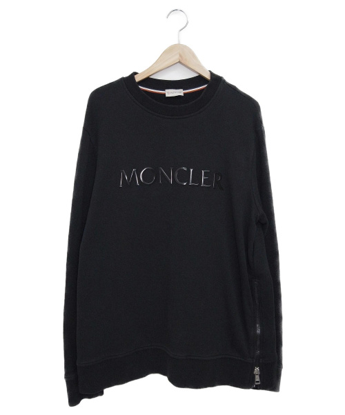 MONCLER（モンクレール）MONCLER (モンクレール) サイドジップラバーロゴプリントスウェット ブラック サイズ:L  18SSモデル　D10918026450　8098U　MAGLIA GIROの古着・服飾アイテム
