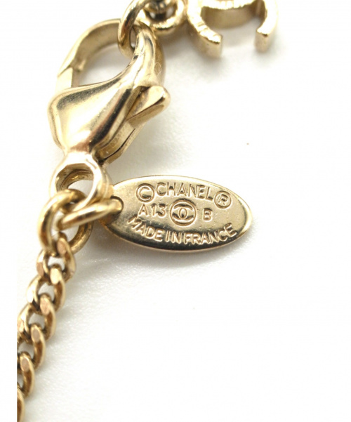 CHANEL（シャネル）CHANEL (シャネル) フェイクパールブラックペイントネックレス ゴールドの古着・服飾アイテム