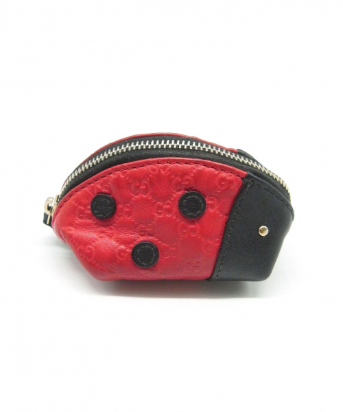 GUCCI（グッチ）GUCCI (グッチ) マイクログッチシマコインケース レッド×ブラック サイズ:下記参照 282640 002058 テントウ虫の古着・服飾アイテム