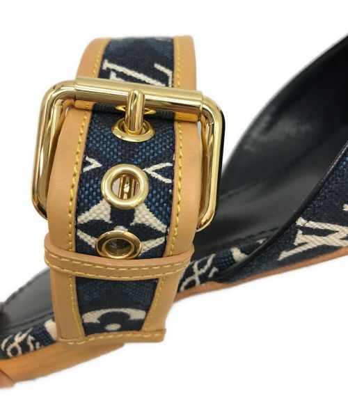 LOUIS VUITTON（ルイ ヴィトン）LOUIS VUITTON (ルイ ヴィトン) モノグラムデニムロゴミュール ブルー サイズ:34（21㎝相当）の古着・服飾アイテム