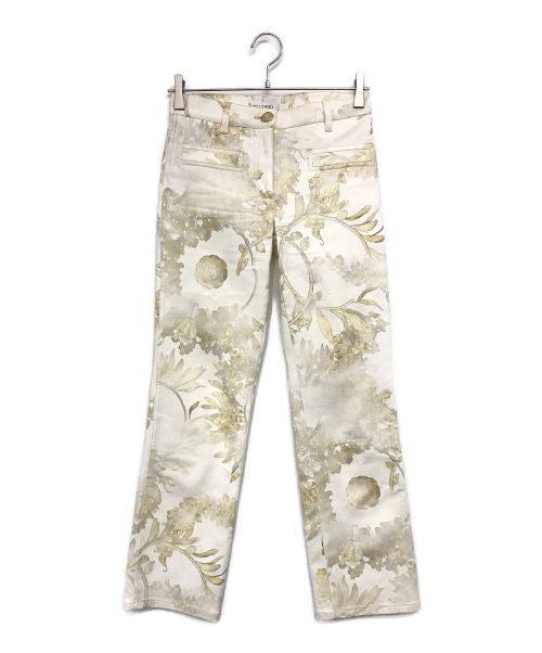 CHANEL（シャネル）CHANEL (シャネル) ココボタン ボタニカルプリント デニムパンツ ホワイト×ベージュ サイズ:34の古着・服飾アイテム