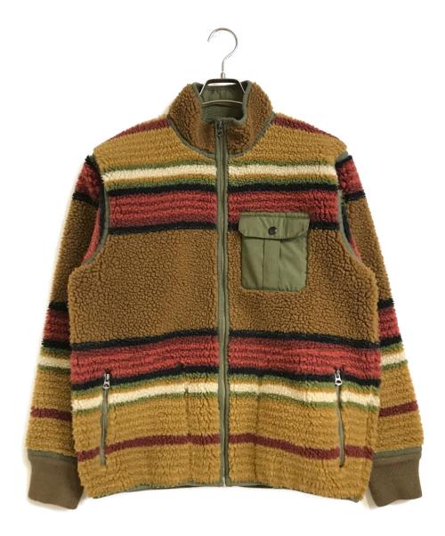 RRL（ダブルアールエル）RRL (ダブルアールエル) SHERPA LINED BLANKET JACKET STRIPE ベージュ×カーキ サイズ:Ｍの古着・服飾アイテム