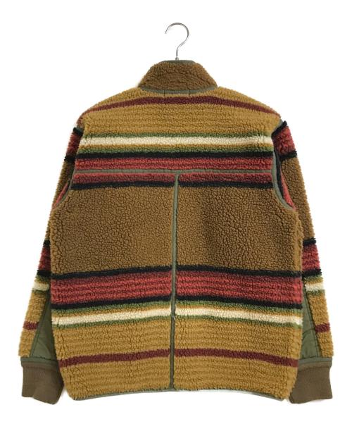 RRL（ダブルアールエル）RRL (ダブルアールエル) SHERPA LINED BLANKET JACKET STRIPE ベージュ×カーキ サイズ:Ｍの古着・服飾アイテム