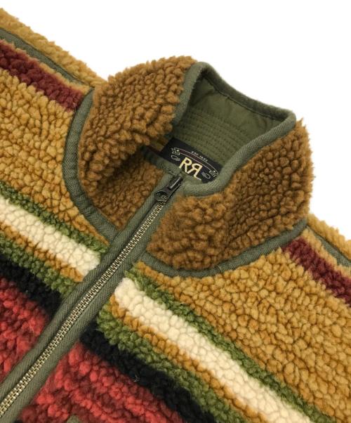 RRL（ダブルアールエル）RRL (ダブルアールエル) SHERPA LINED BLANKET JACKET STRIPE ベージュ×カーキ サイズ:Ｍの古着・服飾アイテム
