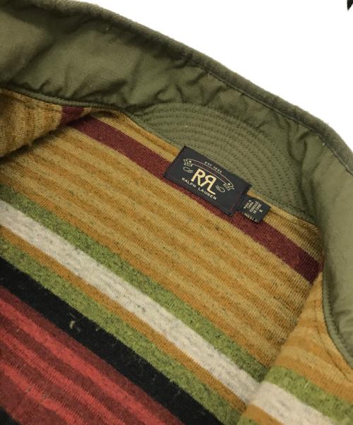 RRL（ダブルアールエル）RRL (ダブルアールエル) SHERPA LINED BLANKET JACKET STRIPE ベージュ×カーキ サイズ:Ｍの古着・服飾アイテム
