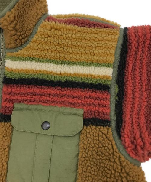 RRL（ダブルアールエル）RRL (ダブルアールエル) SHERPA LINED BLANKET JACKET STRIPE ベージュ×カーキ サイズ:Ｍの古着・服飾アイテム