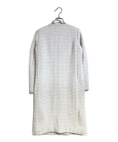 CHANEL（シャネル）CHANEL (シャネル) ノーカラーツイードコート ホワイト×ブラック サイズ:36の古着・服飾アイテム