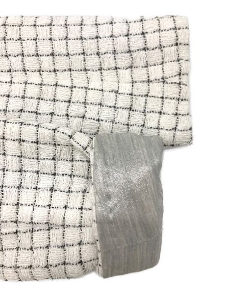 CHANEL（シャネル）CHANEL (シャネル) ノーカラーツイードコート ホワイト×ブラック サイズ:36の古着・服飾アイテム