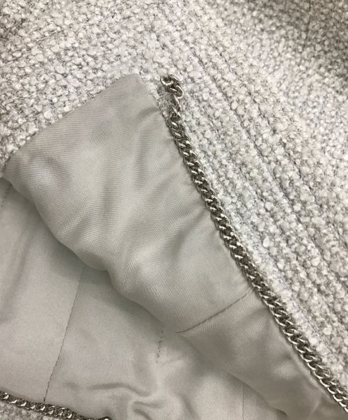 CHANEL（シャネル）CHANEL (シャネル) リボン付ココボタンツイードジャケット グレー サイズ:36の古着・服飾アイテム