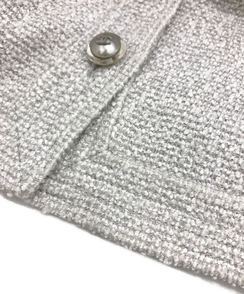 CHANEL（シャネル）CHANEL (シャネル) リボン付ココボタンツイードジャケット グレー サイズ:36の古着・服飾アイテム