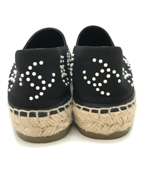 CHANEL（シャネル）CHANEL (シャネル) ココマーク エスパドリーユ ブラック×ベージュ サイズ:38 （24cm相当）の古着・服飾アイテム