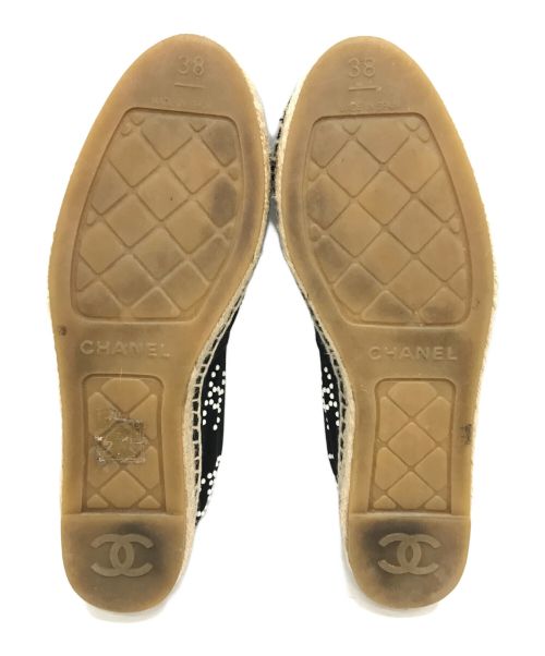 CHANEL（シャネル）CHANEL (シャネル) ココマーク エスパドリーユ ブラック×ベージュ サイズ:38 （24cm相当）の古着・服飾アイテム