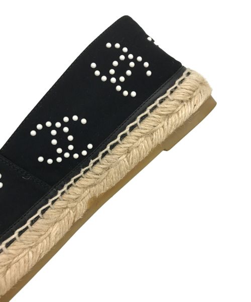 CHANEL（シャネル）CHANEL (シャネル) ココマーク エスパドリーユ ブラック×ベージュ サイズ:38 （24cm相当）の古着・服飾アイテム