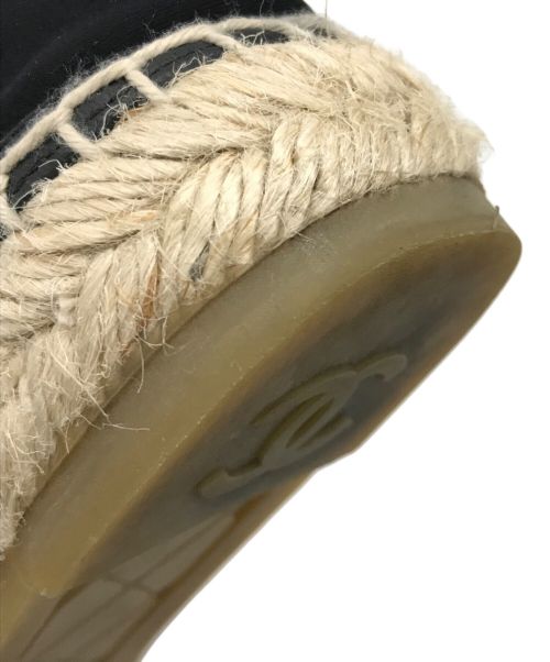CHANEL（シャネル）CHANEL (シャネル) ココマーク エスパドリーユ ブラック×ベージュ サイズ:38 （24cm相当）の古着・服飾アイテム