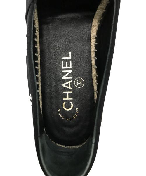 CHANEL（シャネル）CHANEL (シャネル) ココマーク エスパドリーユ ブラック×ベージュ サイズ:38 （24cm相当）の古着・服飾アイテム