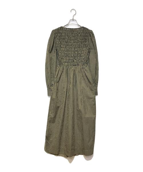 GANNI（ガニー）GANNI (ガニー) シアサッカーマキシドレス ブラック×ベージュ サイズ:34の古着・服飾アイテム