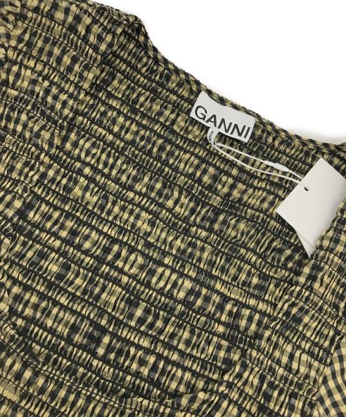 GANNI（ガニー）GANNI (ガニー) シアサッカーマキシドレス ブラック×ベージュ サイズ:34の古着・服飾アイテム