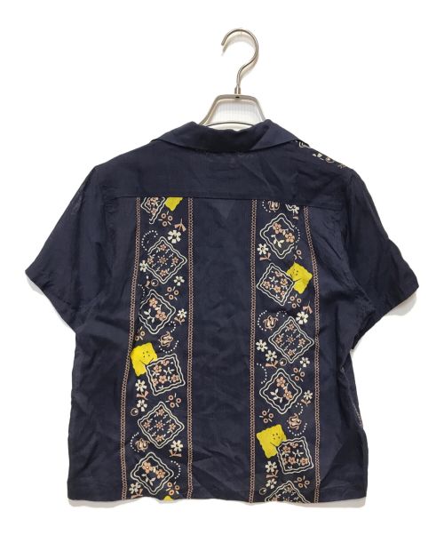 KAPITAL（キャピタル）KAPITAL (キャピタル) シルクレーヨン PECKISH RAINBOWY柄 ラングルカラーキューバシャツ ネイビー サイズ:1の古着・服飾アイテム