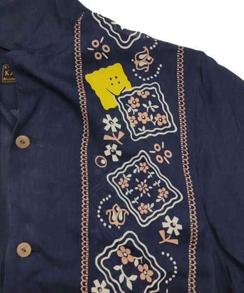 KAPITAL（キャピタル）KAPITAL (キャピタル) シルクレーヨン PECKISH RAINBOWY柄 ラングルカラーキューバシャツ ネイビー サイズ:1の古着・服飾アイテム