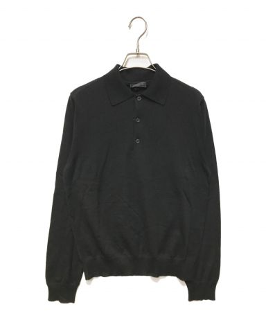 “PRADA プラダ　ニットポロ　カシミヤ PRADA✨プラダ ニット Vネック セーター ボルドー ウール カシミア L