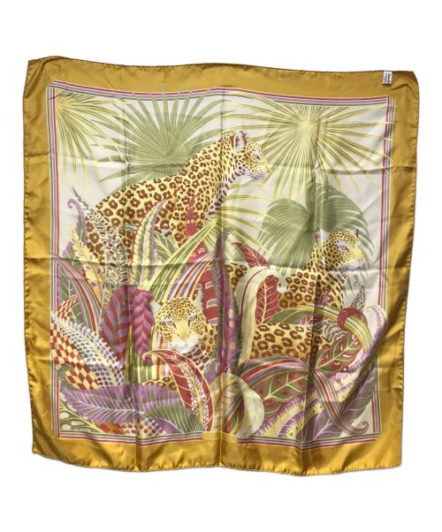 Salvatore Ferragamo（サルヴァトーレ フェラガモ）Salvatore Ferragamo (サルヴァトーレ フェラガモ) シルクスカーフ イエロー×レッド サイズ:下記参照の古着・服飾アイテム