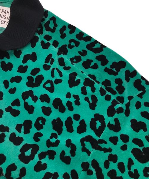 WACKO MARIA（ワコマリア）WACKO MARIA (ワコマリア) ブレンドベロア レオパード ポロシャツ グリーン×ブラック サイズ:Ｍの古着・服飾アイテム