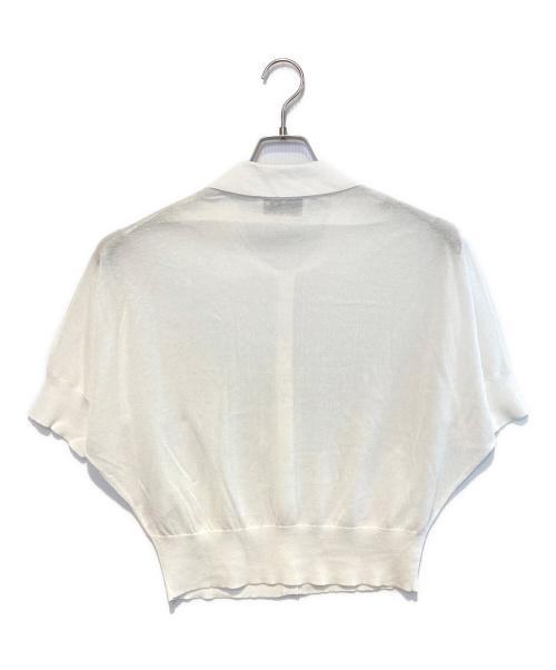 THREE DOTS（スリードッツ）THREE DOTS (スリードッツ) シャイニーシアー ポロカーディガン ホワイト サイズ:6の古着・服飾アイテム