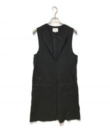 23区（ニジュウサンク）の古着「リネンレーヨンストレッチ ロング ジレ」｜ブラック