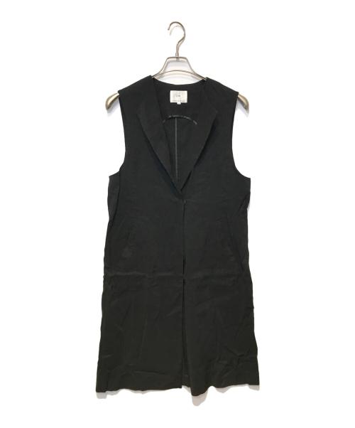 23区（ニジュウサンク）23区 (ニジュウサンク) リネンレーヨンストレッチ ロング ジレ ブラック サイズ:38の古着・服飾アイテム