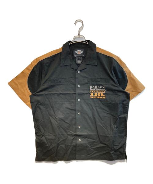 HARLEY-DAVIDSON（ハーレーダビッドソン）HARLEY-DAVIDSON (ハーレーダビッドソン) オープンカラーシャツ ブラック×ベージュ サイズ:XL 未使用品の古着・服飾アイテム