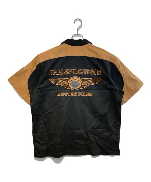 HARLEY-DAVIDSON（ハーレーダビッドソン）HARLEY-DAVIDSON (ハーレーダビッドソン) オープンカラーシャツ ブラック×ベージュ サイズ:XL 未使用品の古着・服飾アイテム